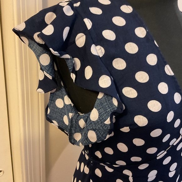 🩶 Paper Hearts White Polka Dot Mini Wrap Dress Size Small - Picture 6 of 8